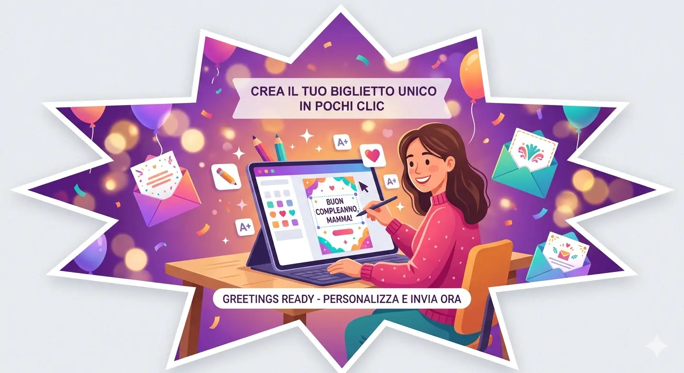 Personalizzazione biglietto d'auguri su tablet